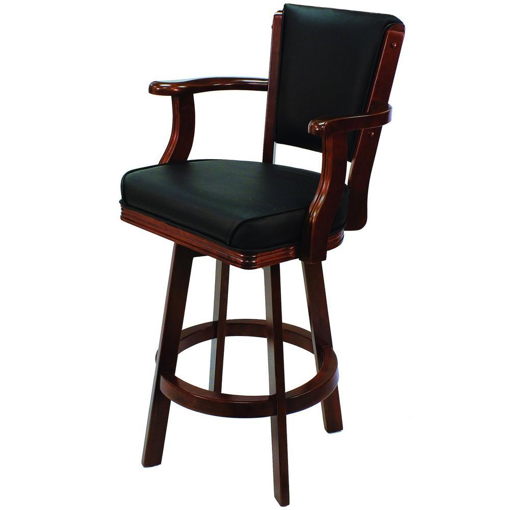 RAM Game Room Swivel Barstool with Arms - English Tudor